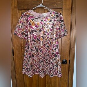 Love Riche from Limelush Dusty Blush Geometric Print Sequin Short Dress size M